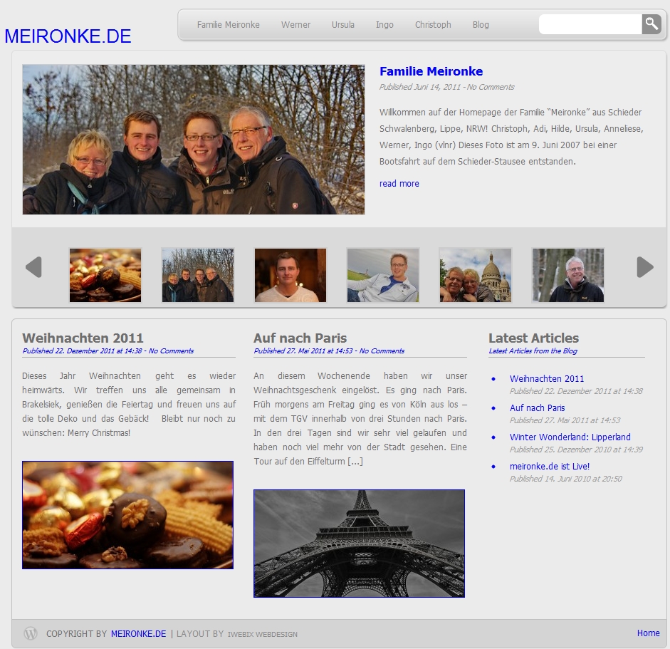 Screenshot der Homepage